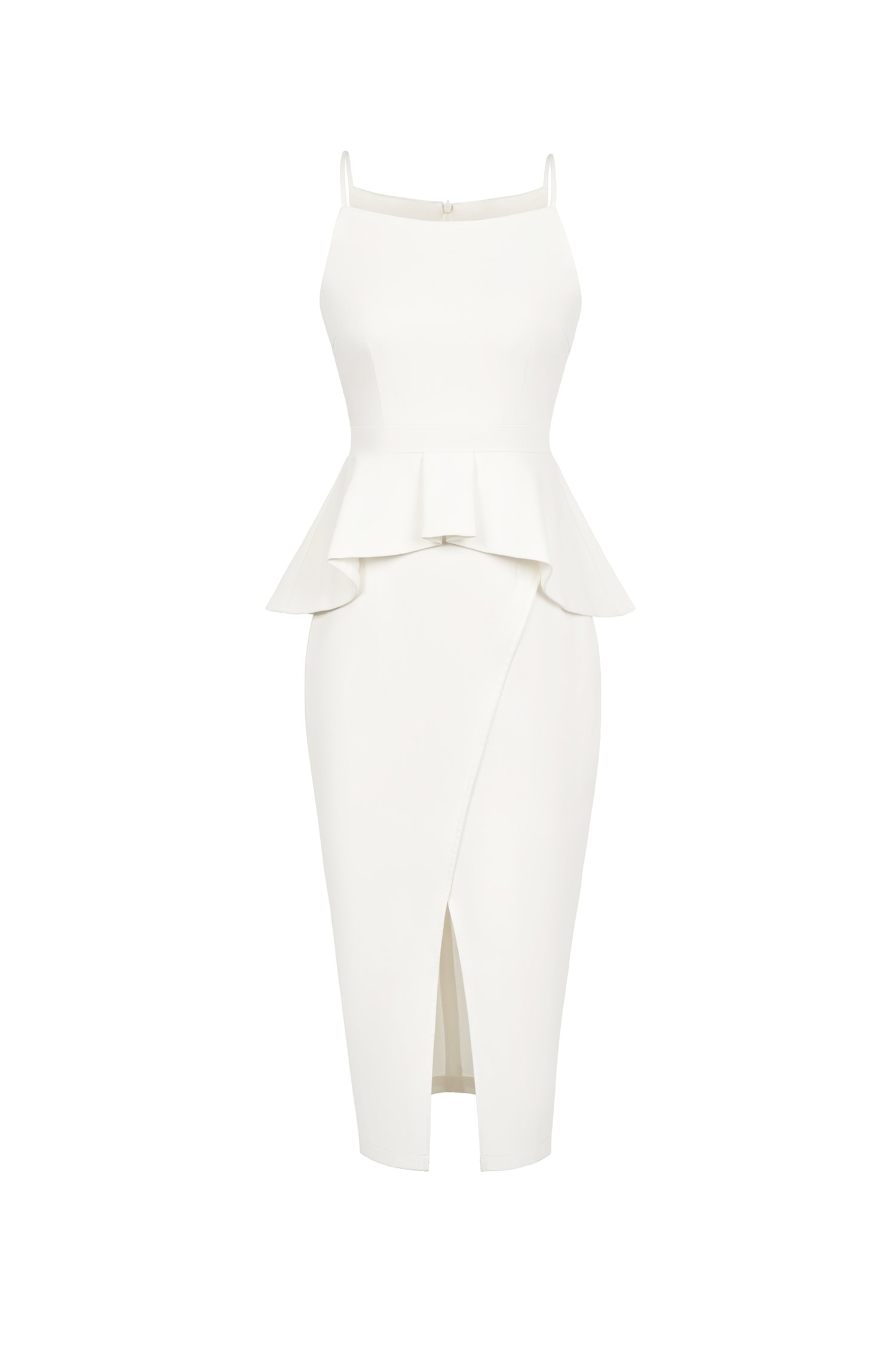 Clayre Peplum Pencil Dress in Iconic White