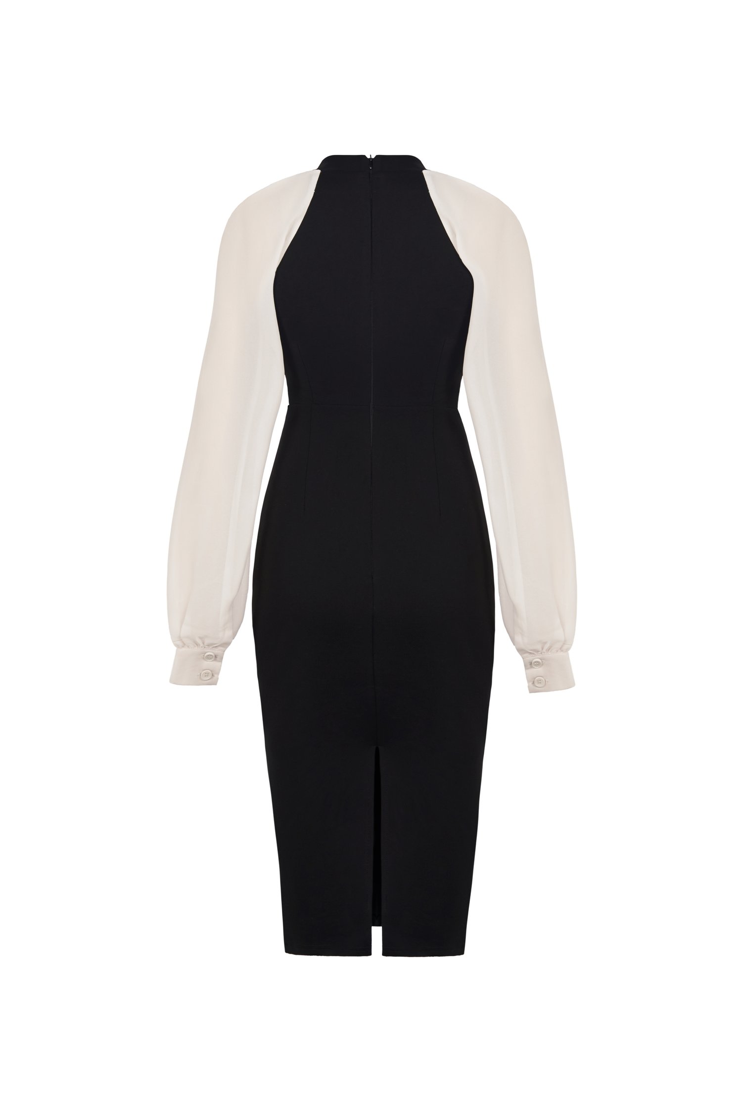 Eisley Chiffon Sleeves Pencil Padded Dress in Classic Black