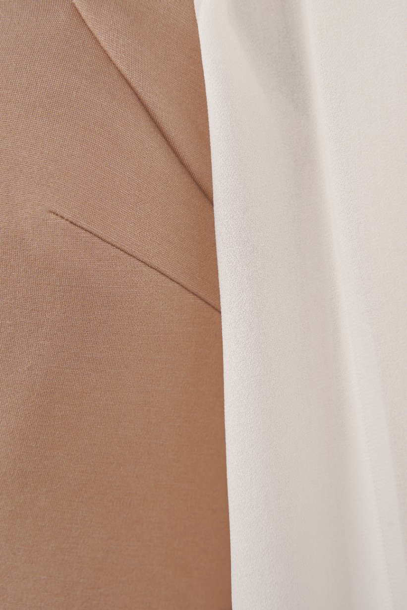 Eisley Chiffon Sleeves Pencil Padded Dress in Rose Tan