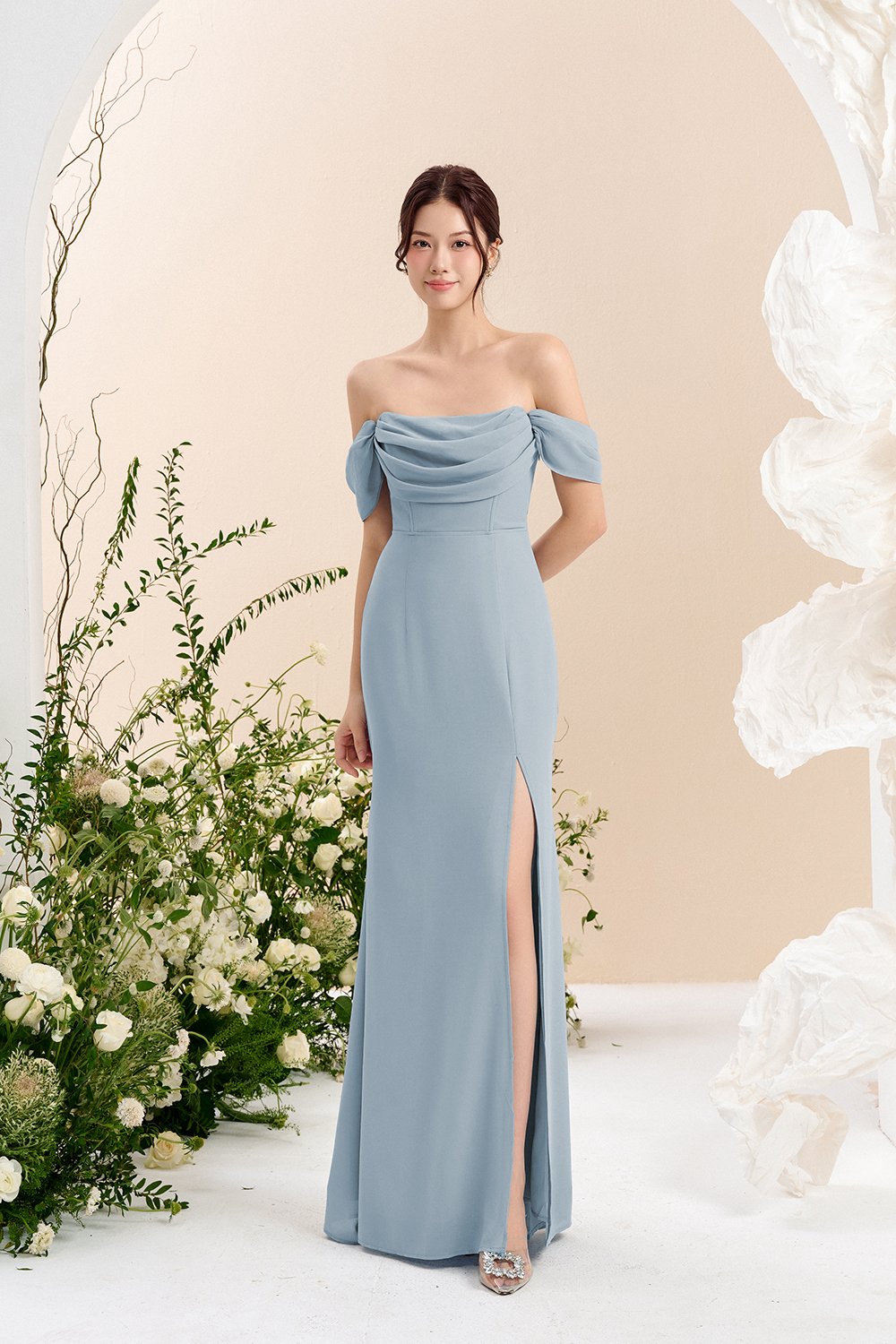 Iris 4-Way Mermaid Slip Padded Maxi Dress in Celestial Blue