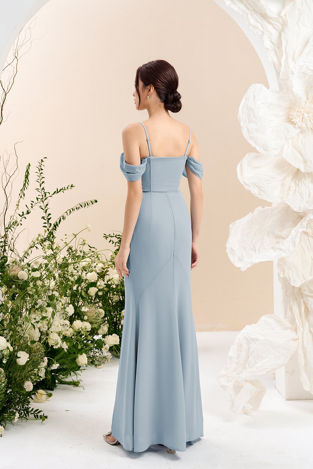 Iris 4-Way Mermaid Slip Padded Maxi Dress in Celestial Blue