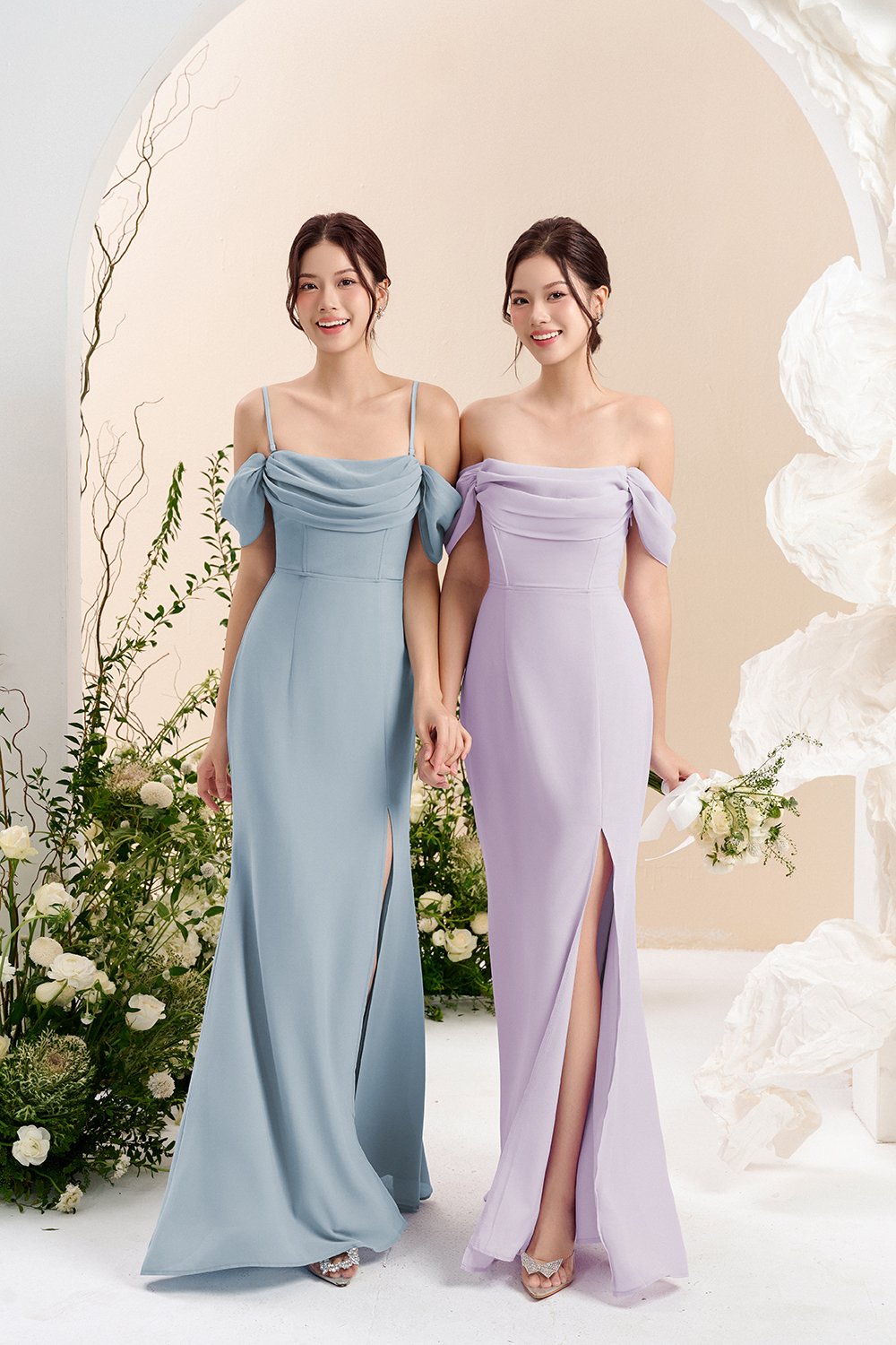 Iris 4-Way Mermaid Slip Padded Maxi Dress in Celestial Blue