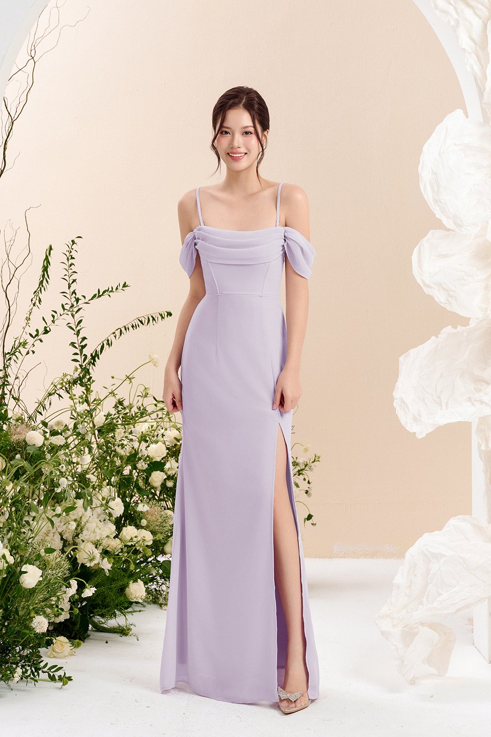 Iris 4-Way Mermaid Slip Padded Maxi Dress in Dreamy Lavender