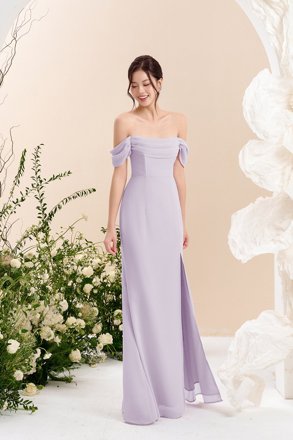 Iris 4-Way Mermaid Slip Padded Maxi Dress in Dreamy Lavender