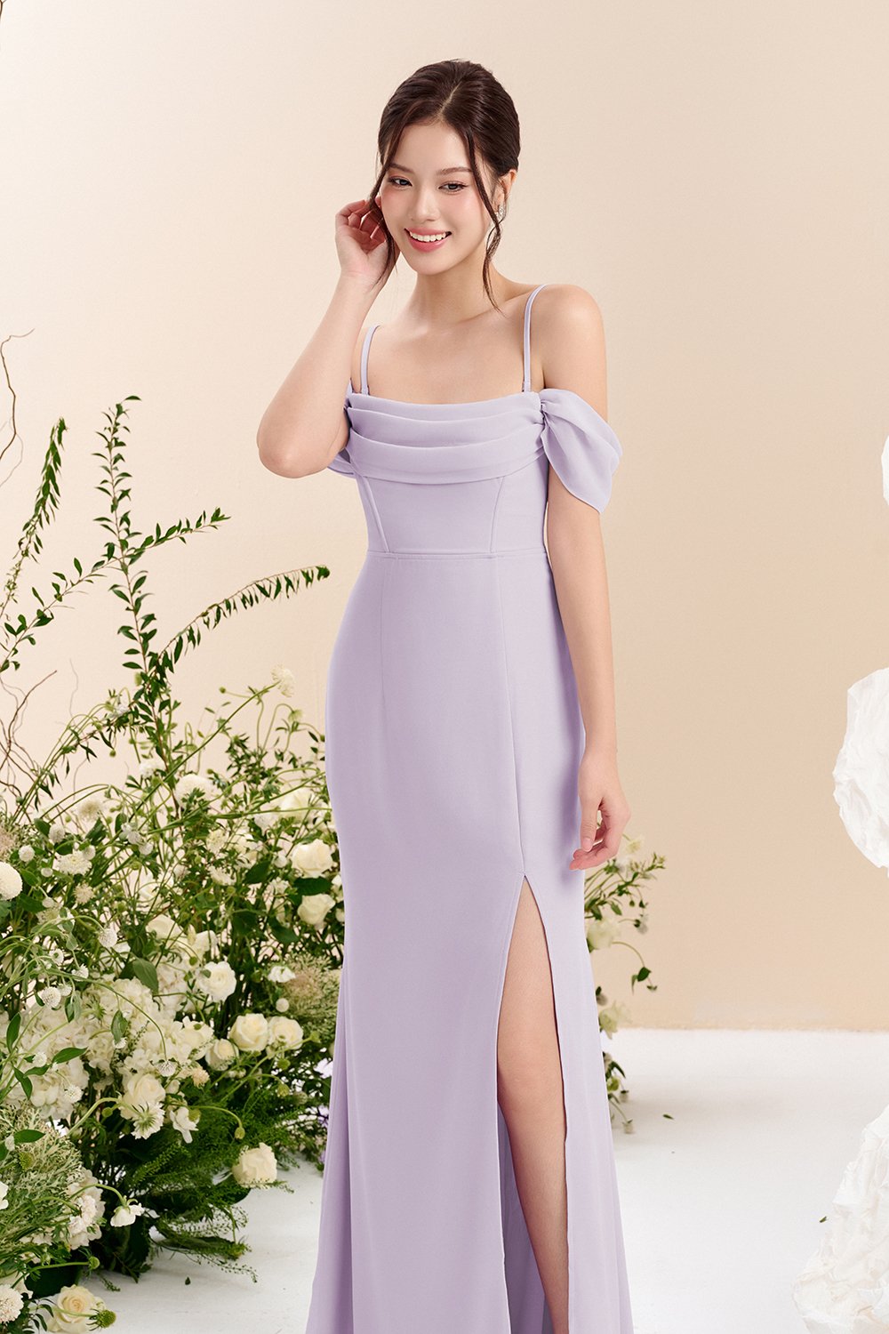 Iris 4-Way Mermaid Slip Padded Maxi Dress in Dreamy Lavender