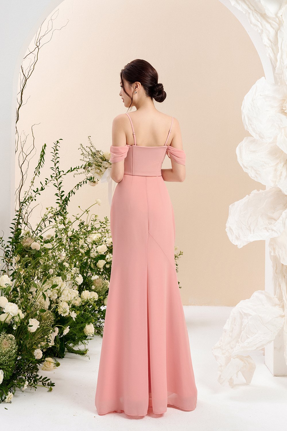 Iris 4-Way Mermaid Slip Padded Maxi Dress in Ethereal Blossom