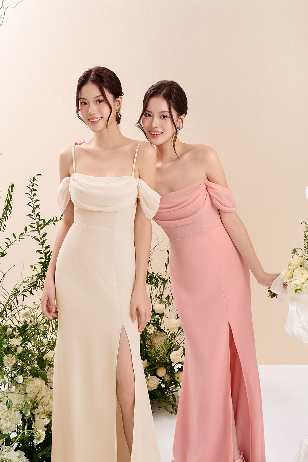 Iris 4-Way Mermaid Slip Padded Maxi Dress in Ethereal Blossom