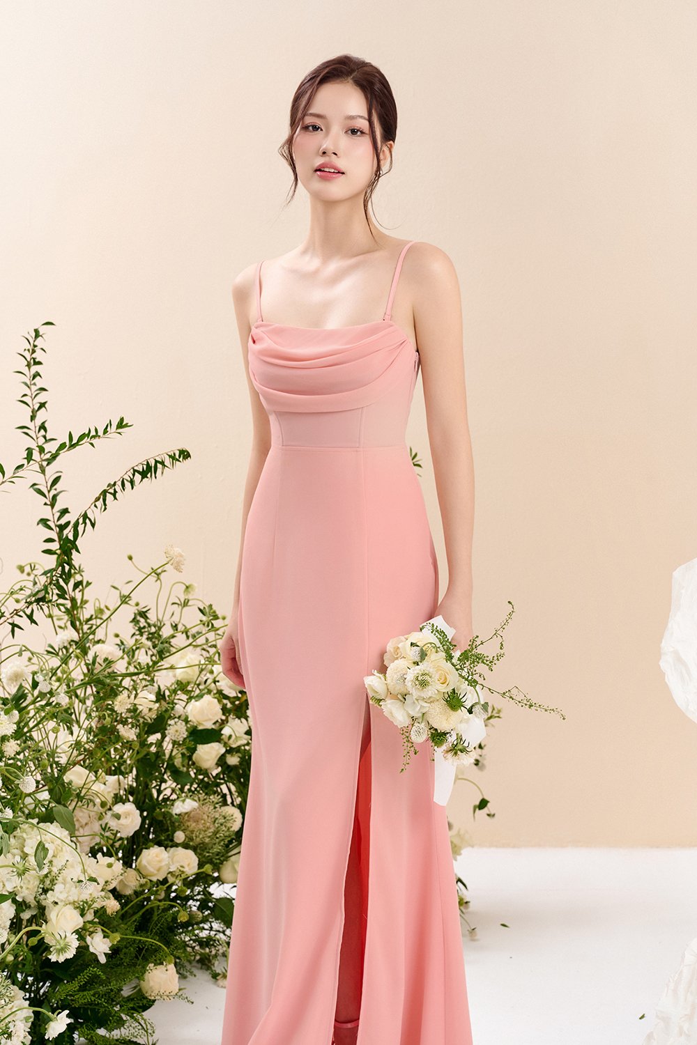 Iris 4-Way Mermaid Slip Padded Maxi Dress in Ethereal Blossom