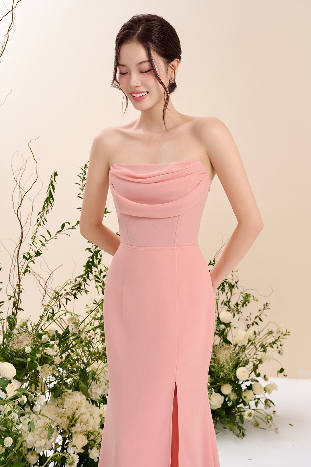 Iris 4-Way Mermaid Slip Padded Maxi Dress in Ethereal Blossom