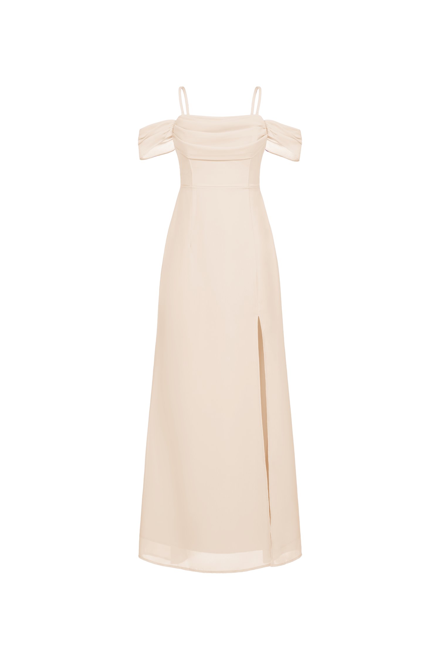 Iris 4-Way Mermaid Slip Padded Maxi Dress in Soft Cream