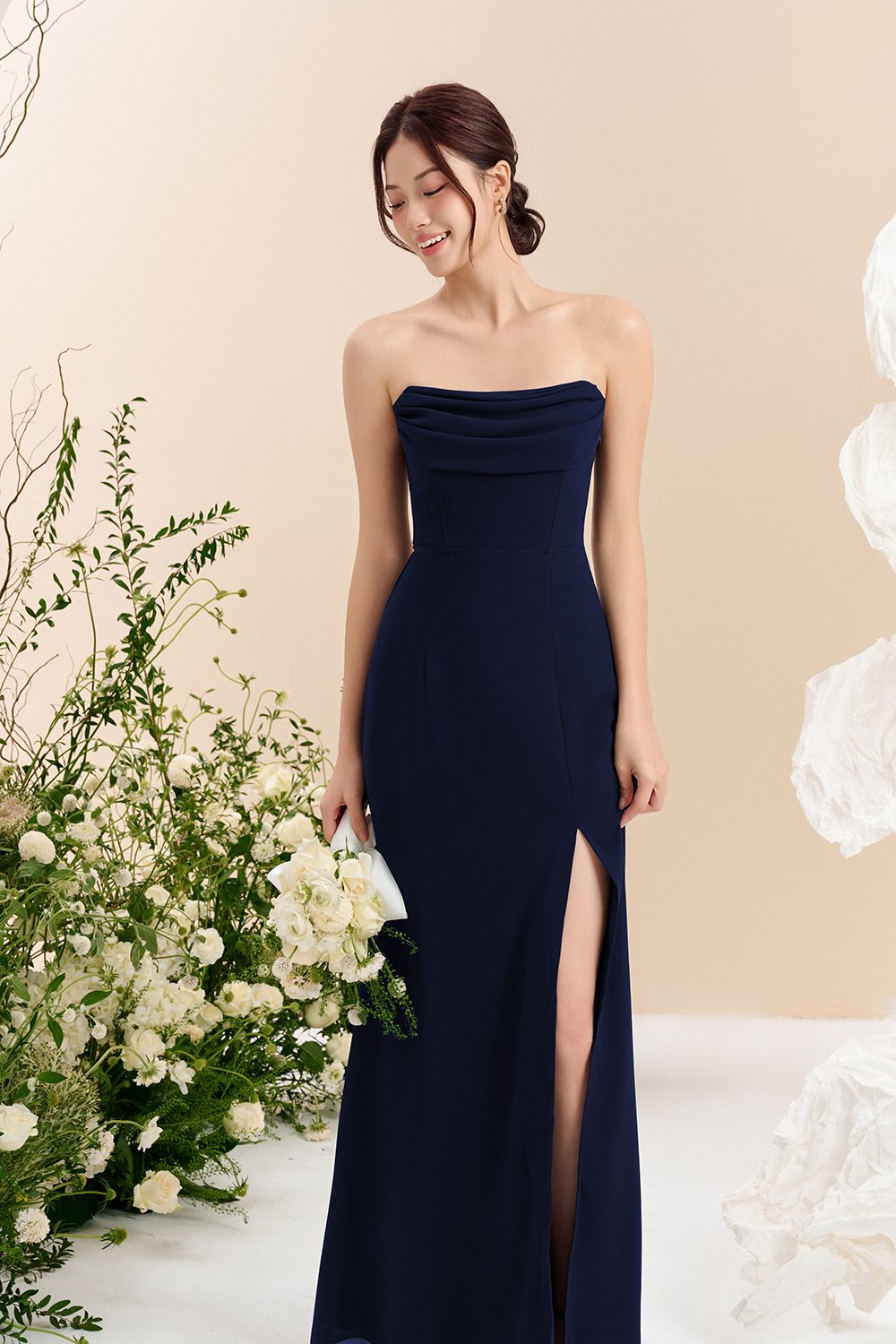 Iris 4-Way Mermaid Slip Padded Maxi Dress in Starry Night (Navy Blue)