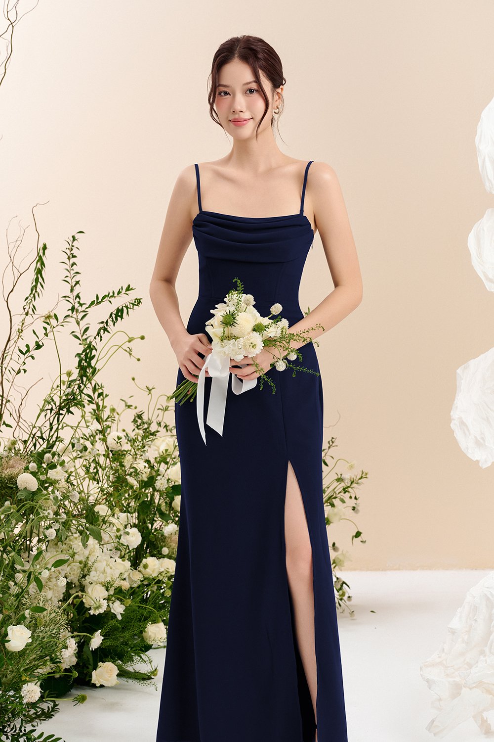 Iris 4-Way Mermaid Slip Padded Maxi Dress in Starry Night (Navy Blue)