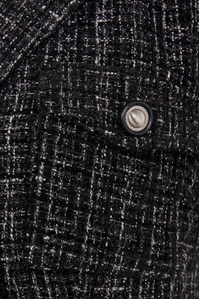 Orielle Cropped Tweed Top in Black/White Tweed