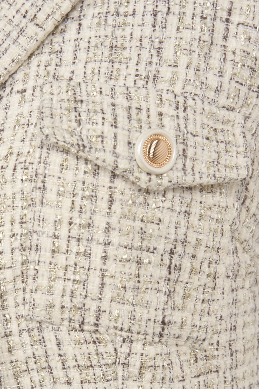 Orielle Cropped Tweed Top in Cream/Grey Tweed