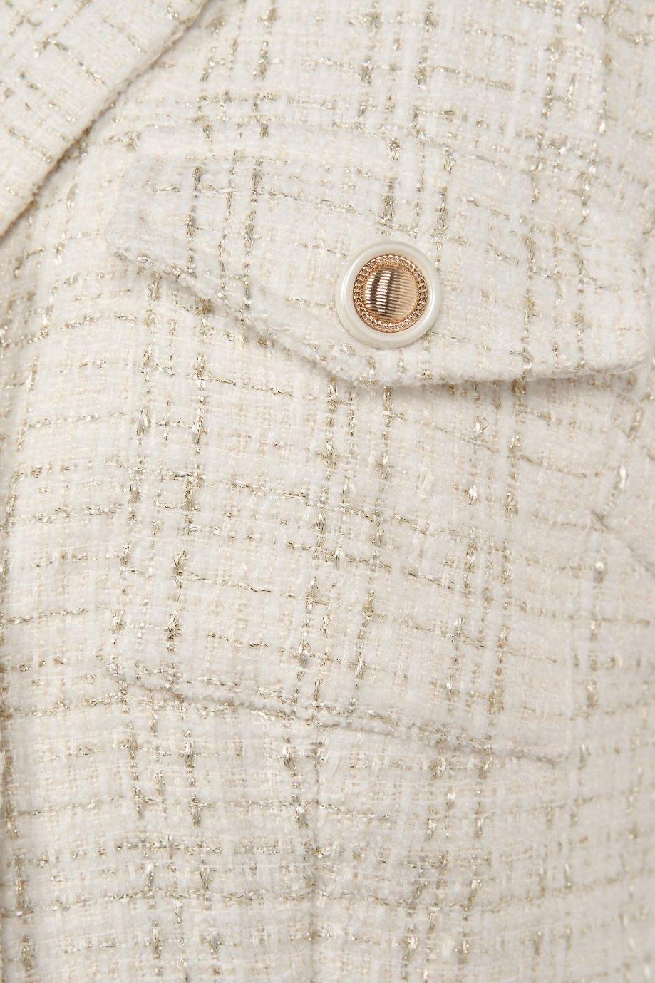 Orielle Cropped Tweed Top in White/Gold Tweed