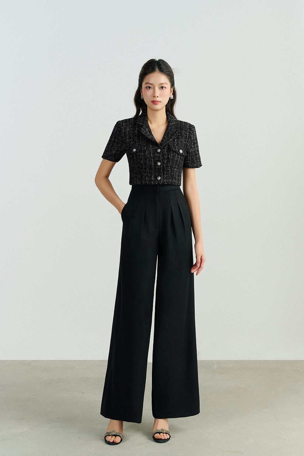 Zaya Palazzo Pant in Classic Black