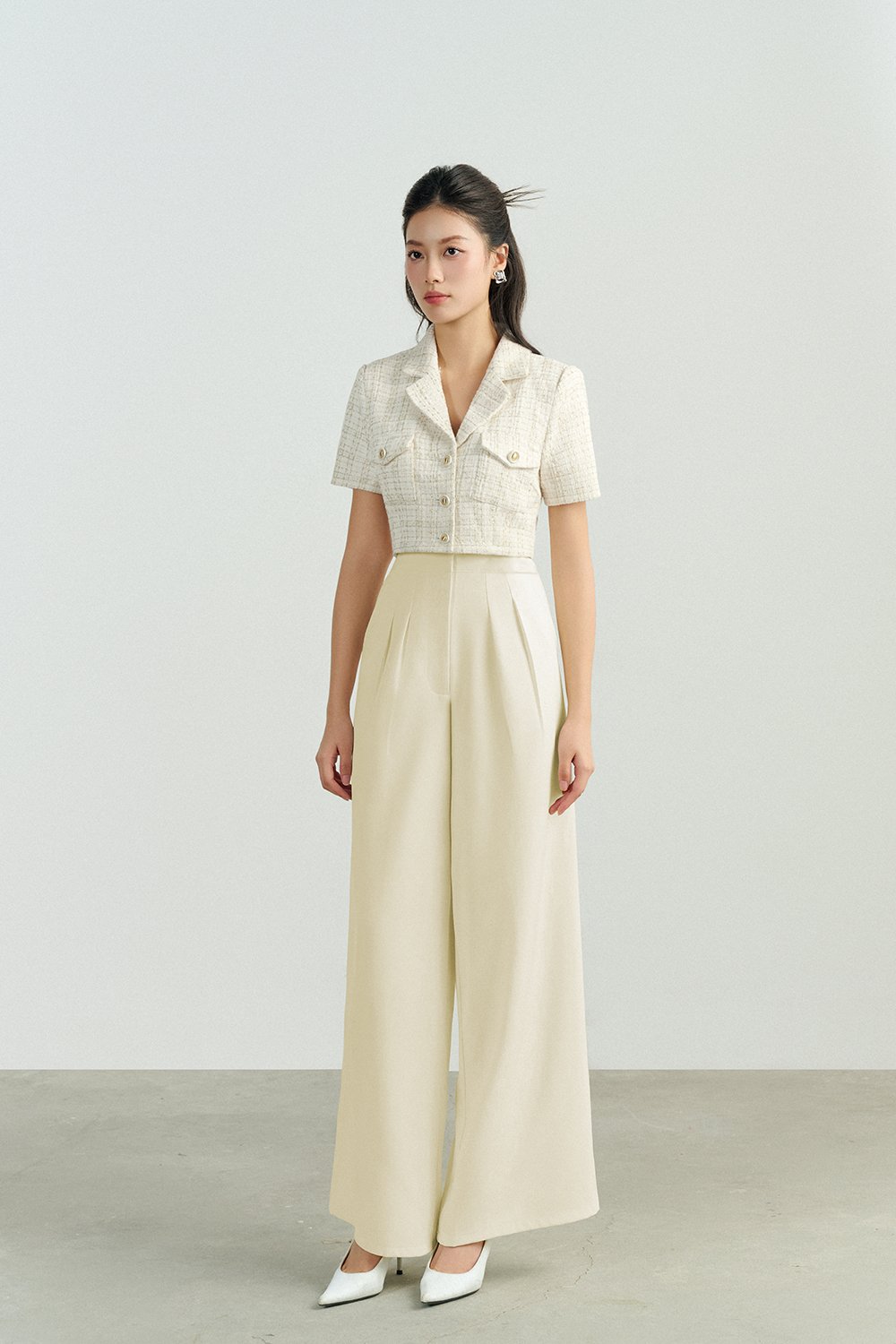 Zaya Palazzo Pant in Ivory