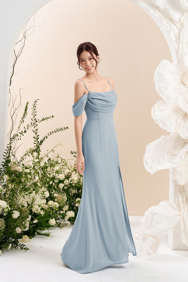 Iris 4-Way Mermaid Slip Padded Maxi Dress in Celestial Blue