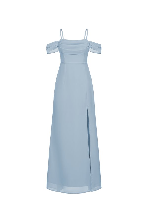 Iris 4-Way Mermaid Slip Padded Maxi Dress in Celestial Blue