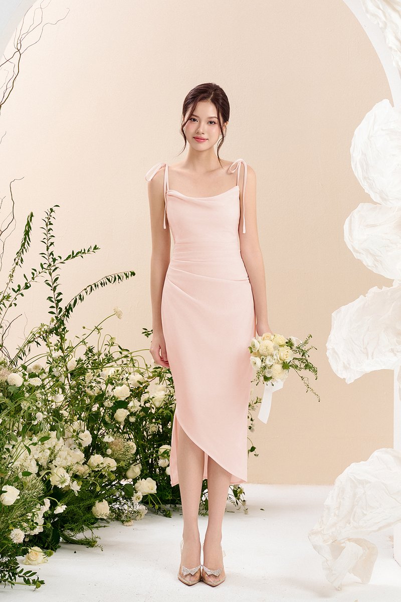 Cowl neck slip dress midi cheap