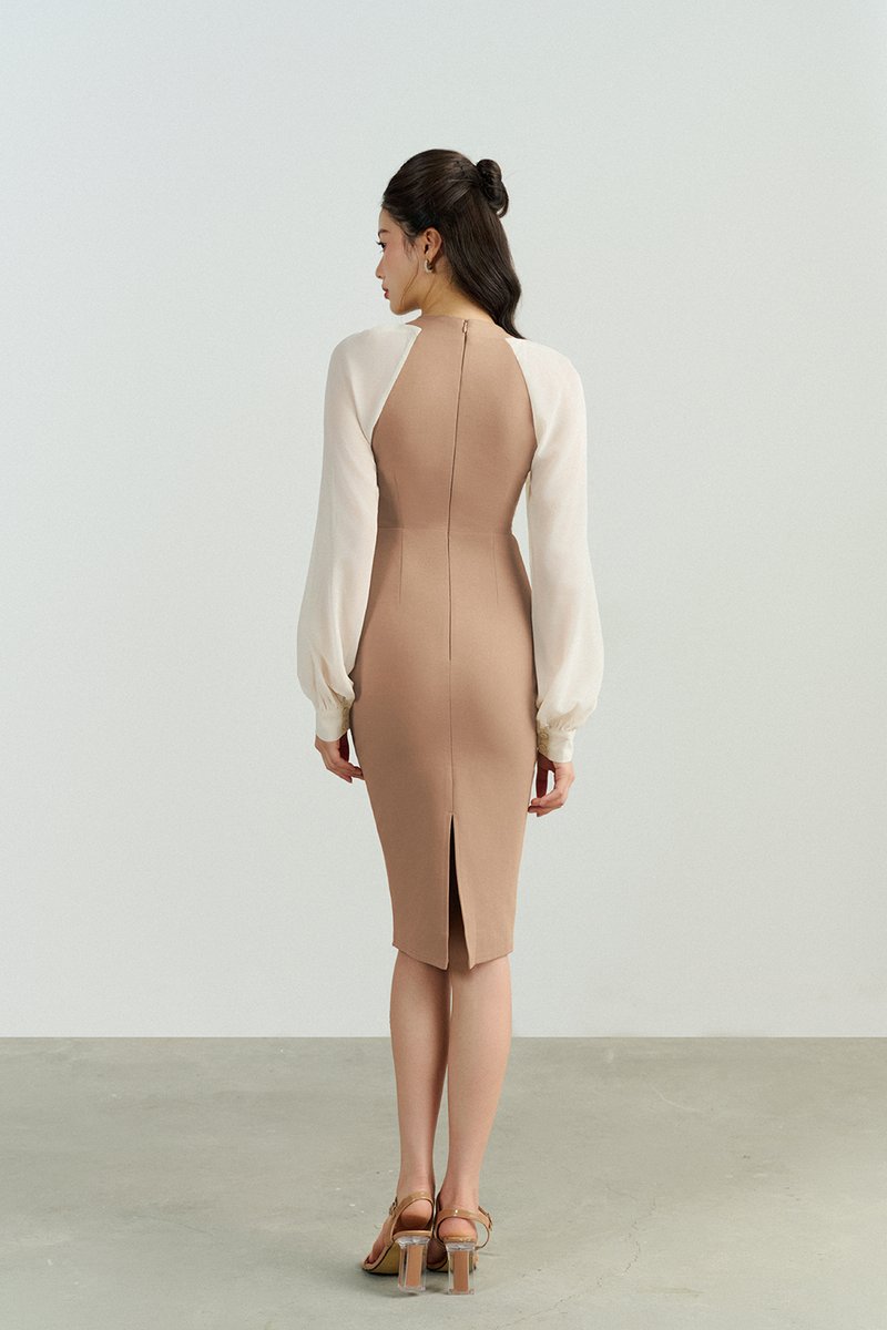 Tan chiffon dress shop