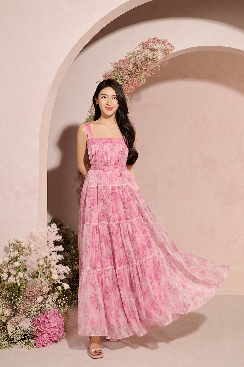 Am&eacute;lie 3-Way Maxi Dress in Blushing Garden