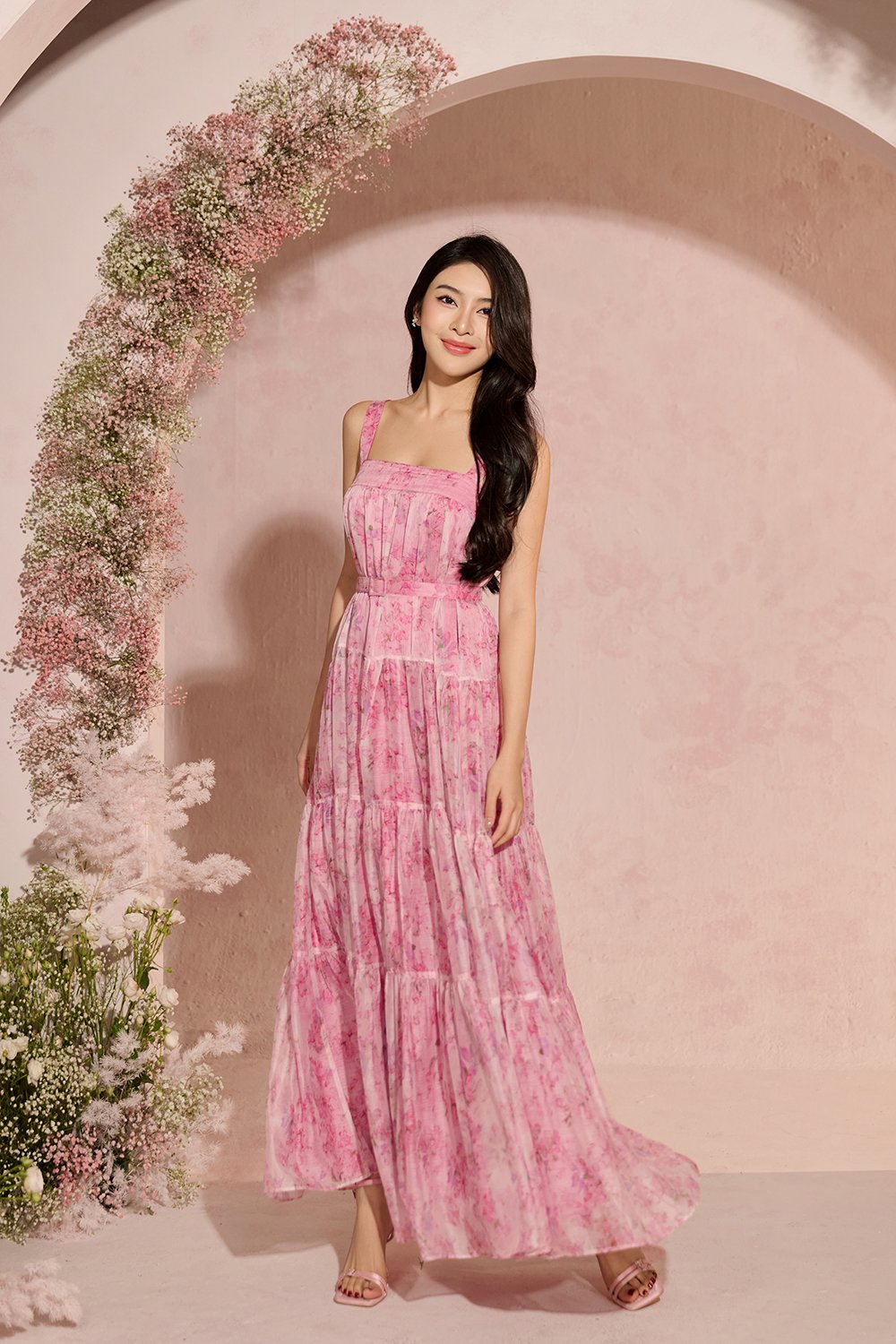 Am&eacute;lie 3-Way Maxi Dress in Blushing Garden
