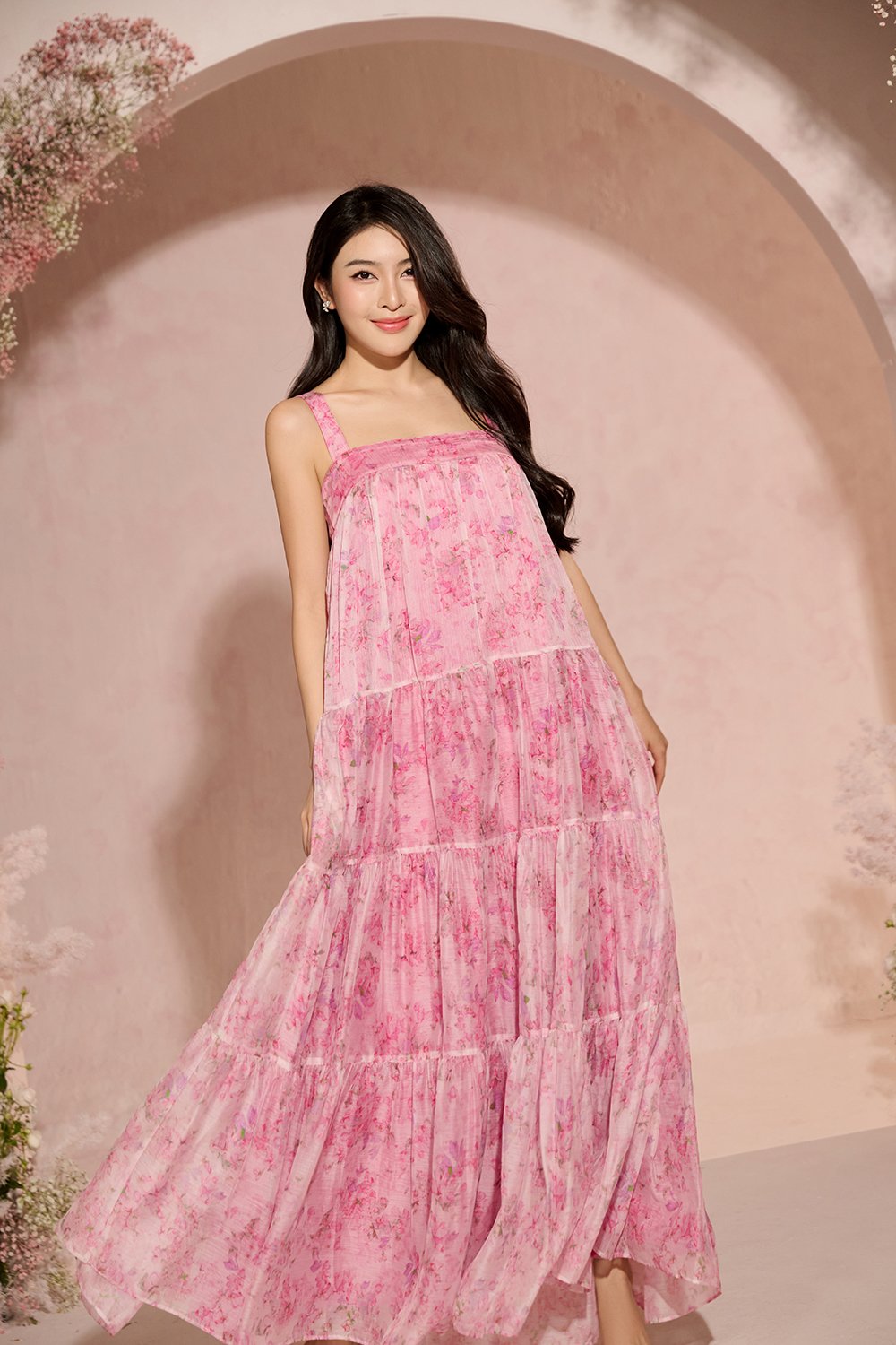 Am&eacute;lie 3-Way Maxi Dress in Blushing Garden