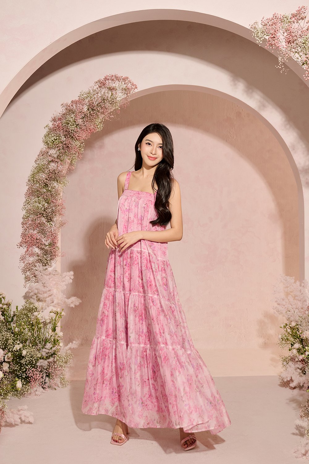Am&eacute;lie 3-Way Maxi Dress in Blushing Garden