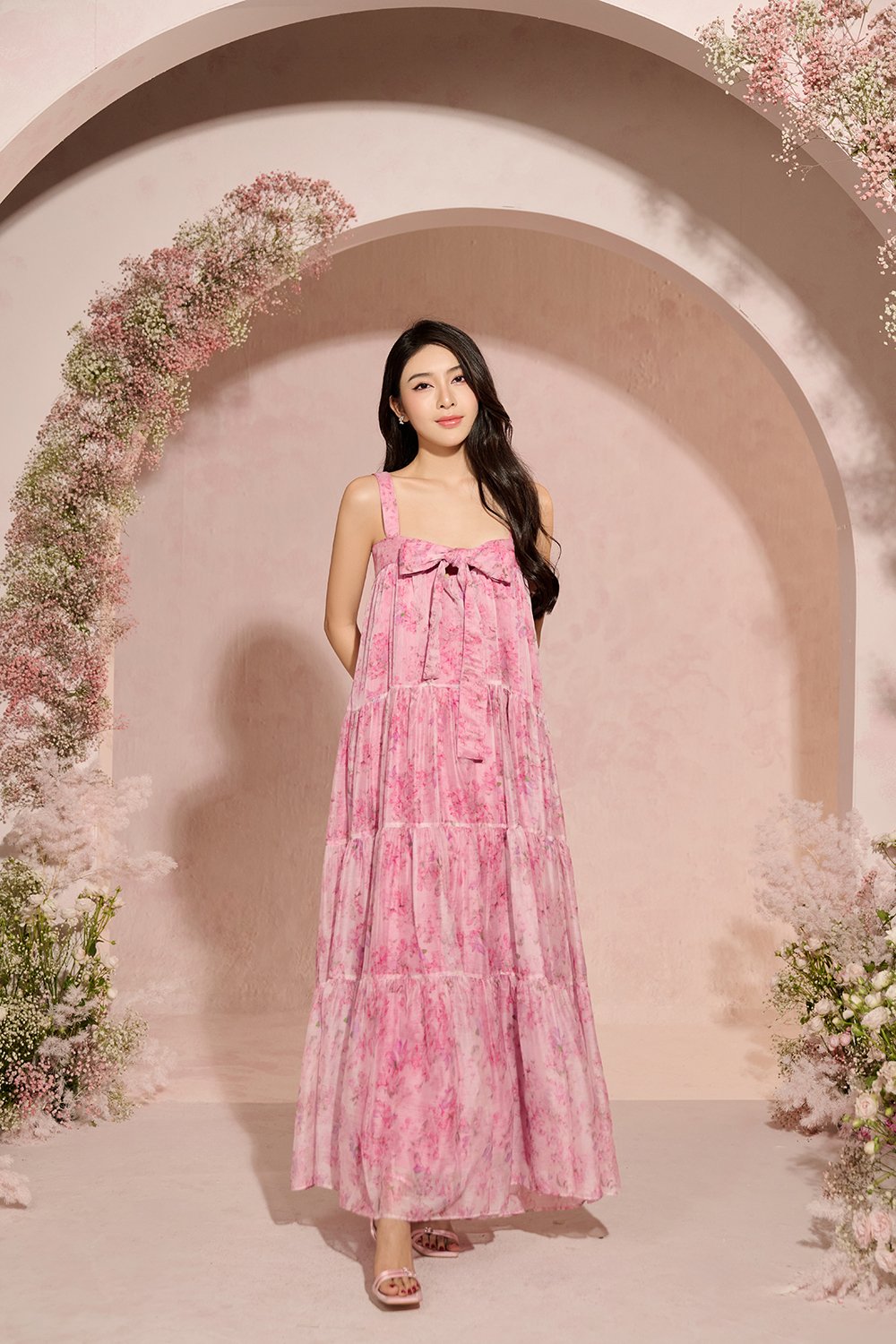 Am&eacute;lie 3-Way Maxi Dress in Blushing Garden