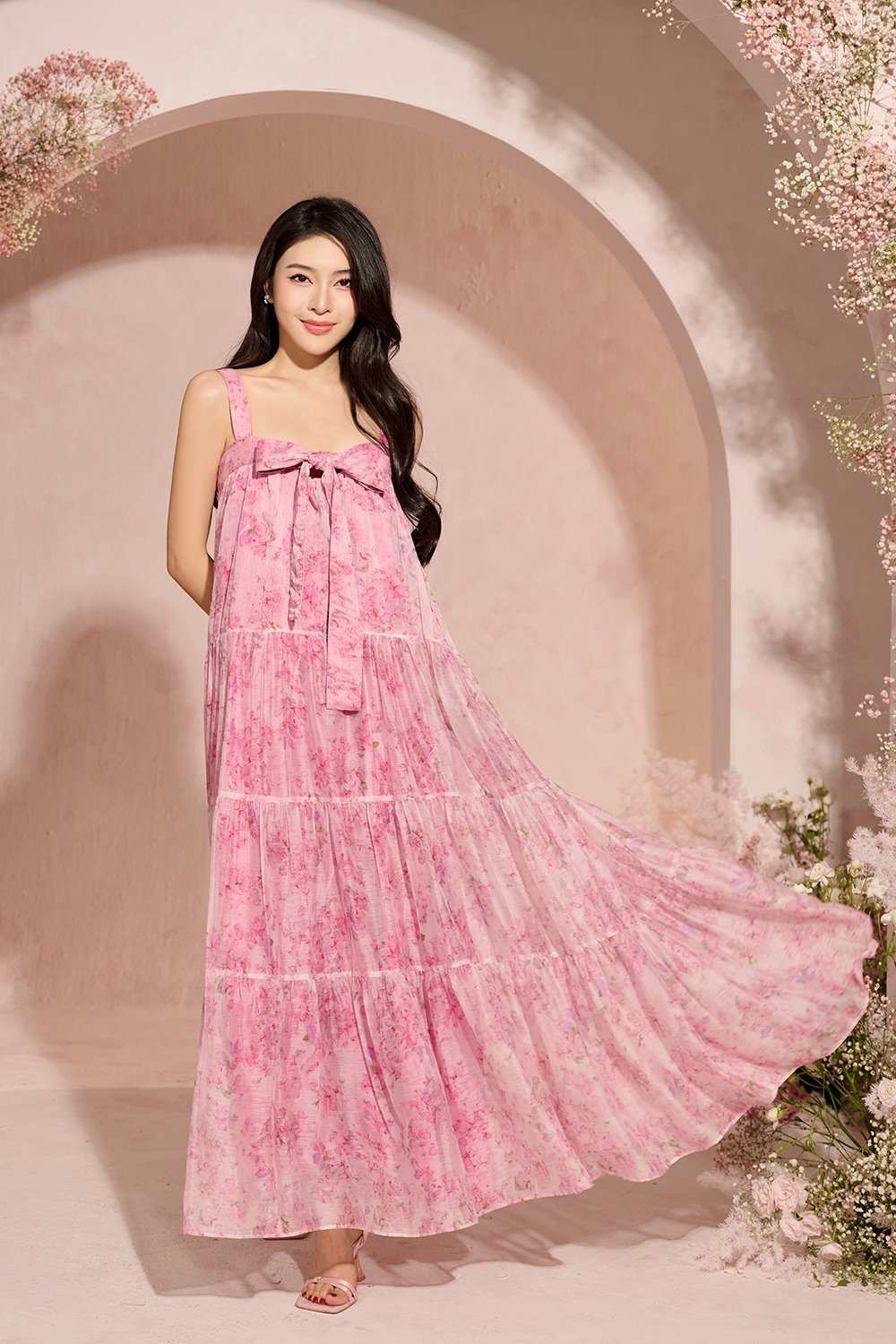 Am&eacute;lie 3-Way Maxi Dress in Blushing Garden
