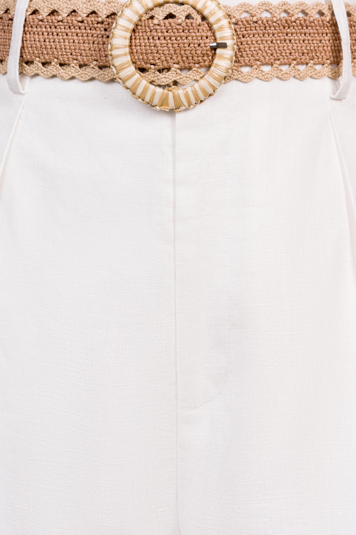 Ardelle High Waist Linen Shorts with Belt in Iconic White