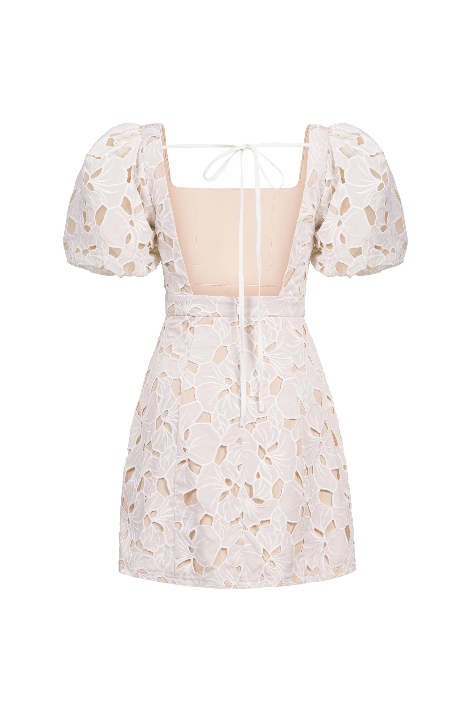 Arienna Padded Puff Sleeves Mini Dress in Iconic White