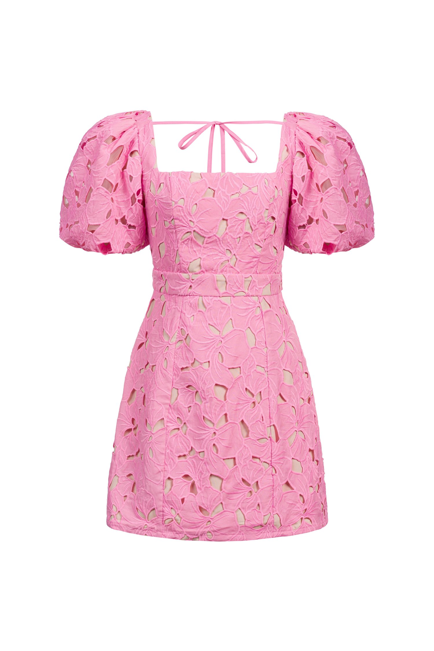 Arienna Padded Puff Sleeves Mini Dress in Taffy Pink
