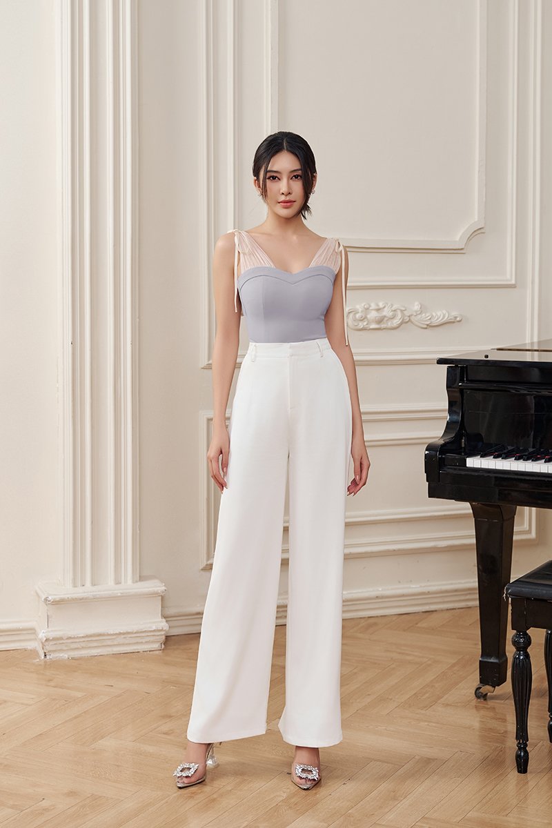 Arletta Sweetheart Tulle Strap Top in Lavender Fog