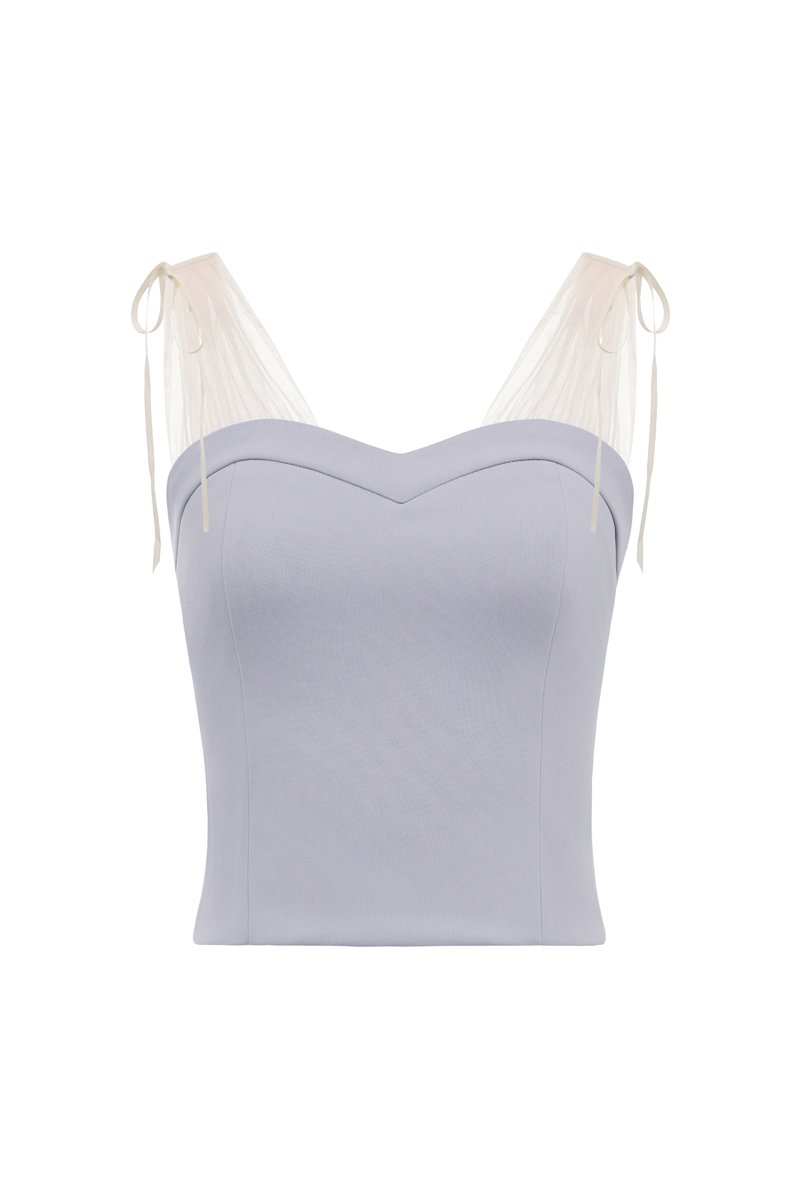 Arletta Sweetheart Tulle Strap Top in Lavender Fog