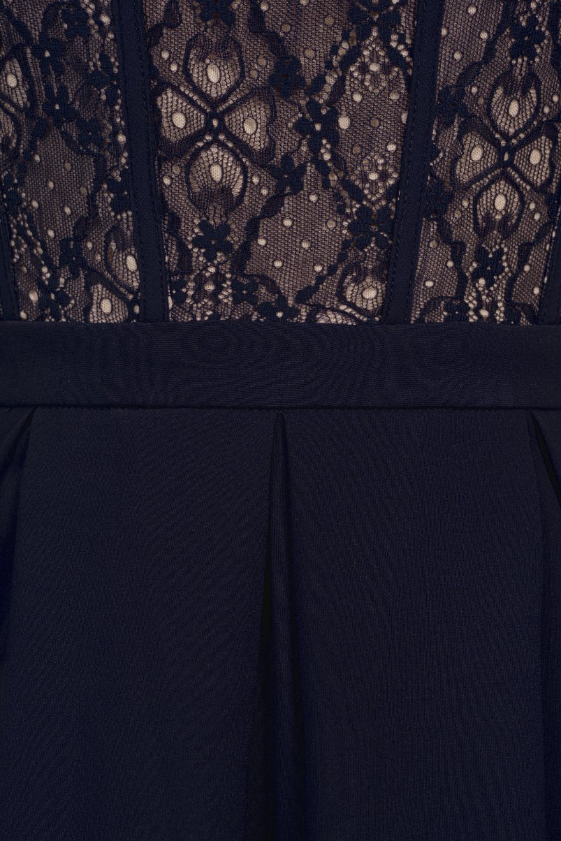 Astrid Lace Bodice Jumpsuit in Navy Blue