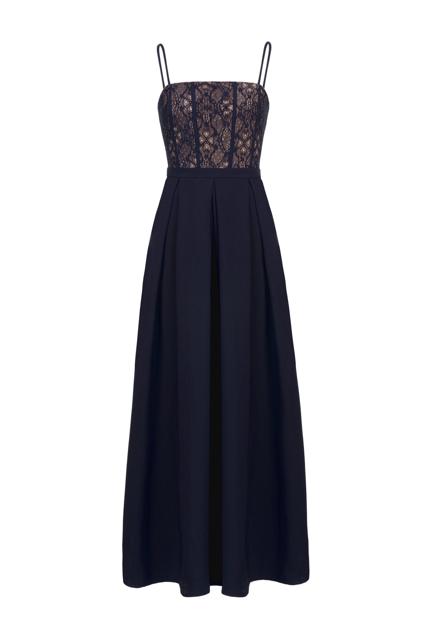 Astrid Lace Bodice Jumpsuit in Navy Blue