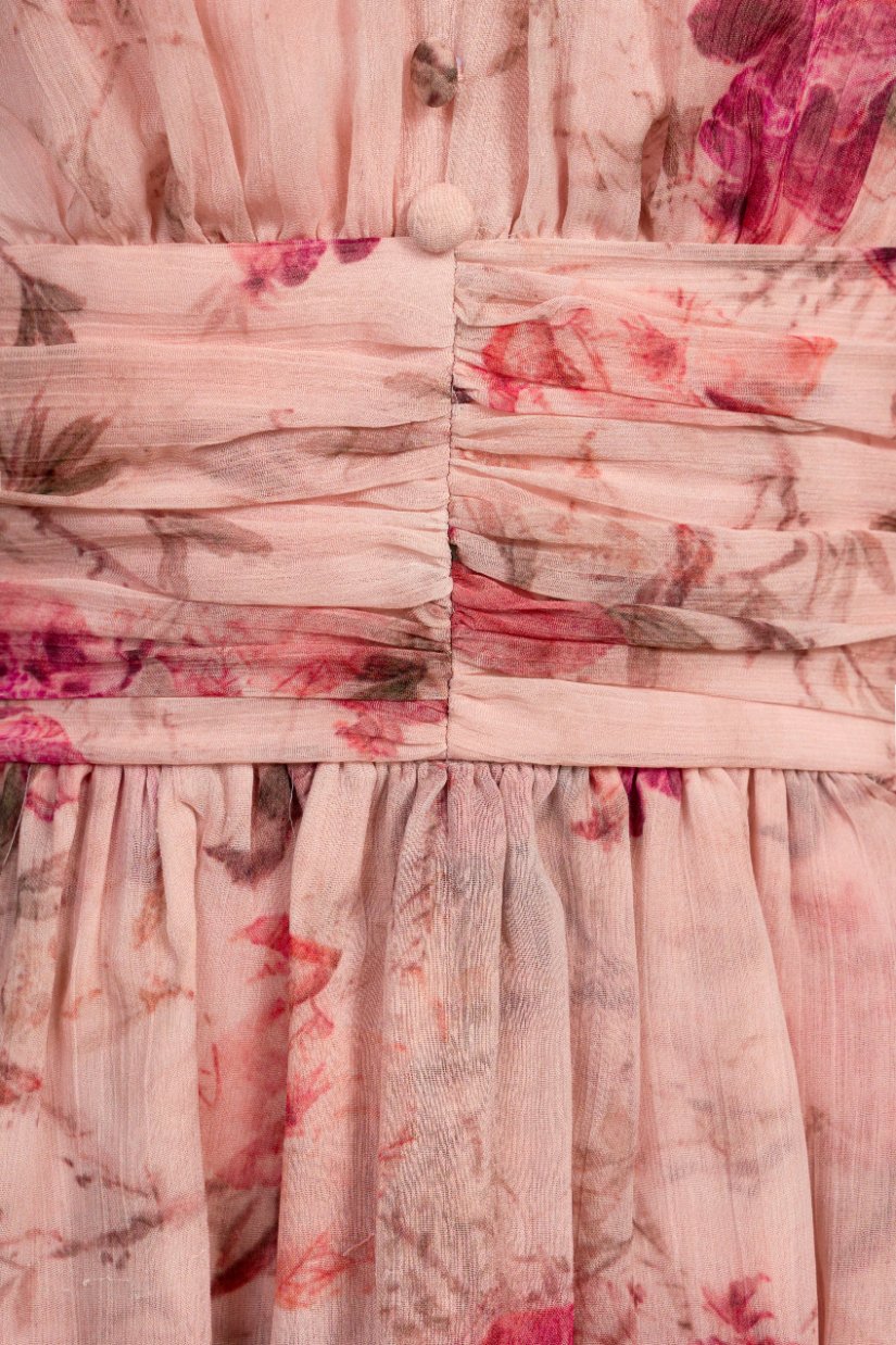 Azure Billowy Sleeves Tiered Mini Dress in Vintage Rosewood