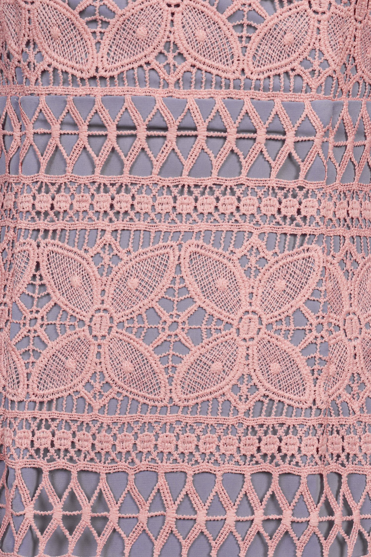 Catiana Ribbon Strap Fitted Crochet Dress in Blush Pink/Grey&nbsp;