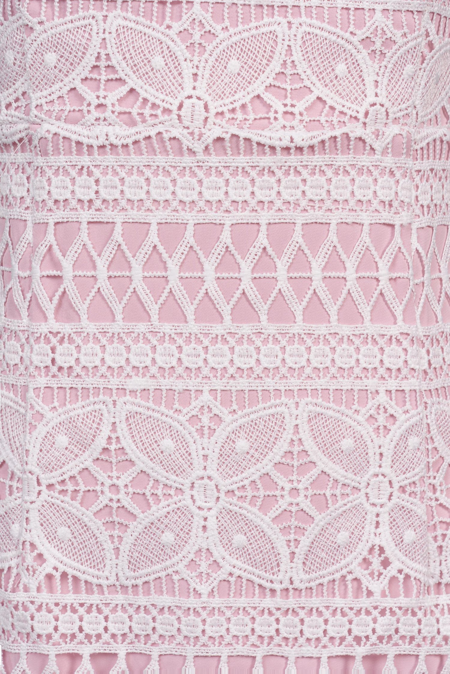 Catiana Ribbon Strap Fitted Crochet Dress in Iconic White/Powder Rose&nbsp;