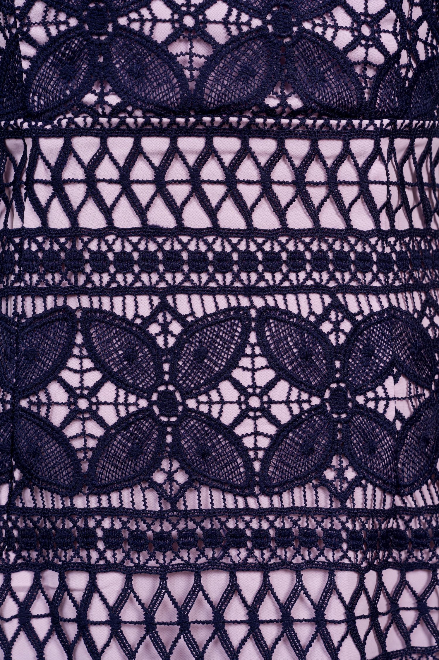 Catiana Ribbon Strap Fitted Crochet Dress in Navy Blue/Lilac