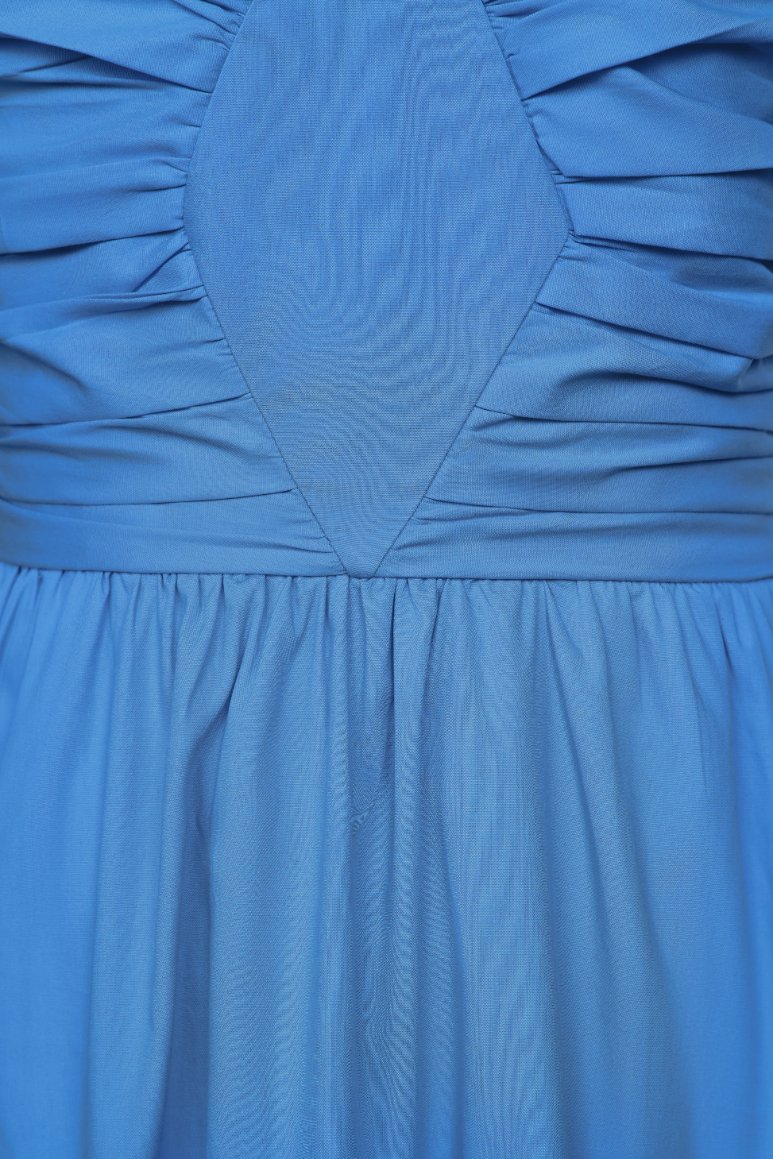 Ceres Diamond Pleated Maxi Dress in Sapphire Blue