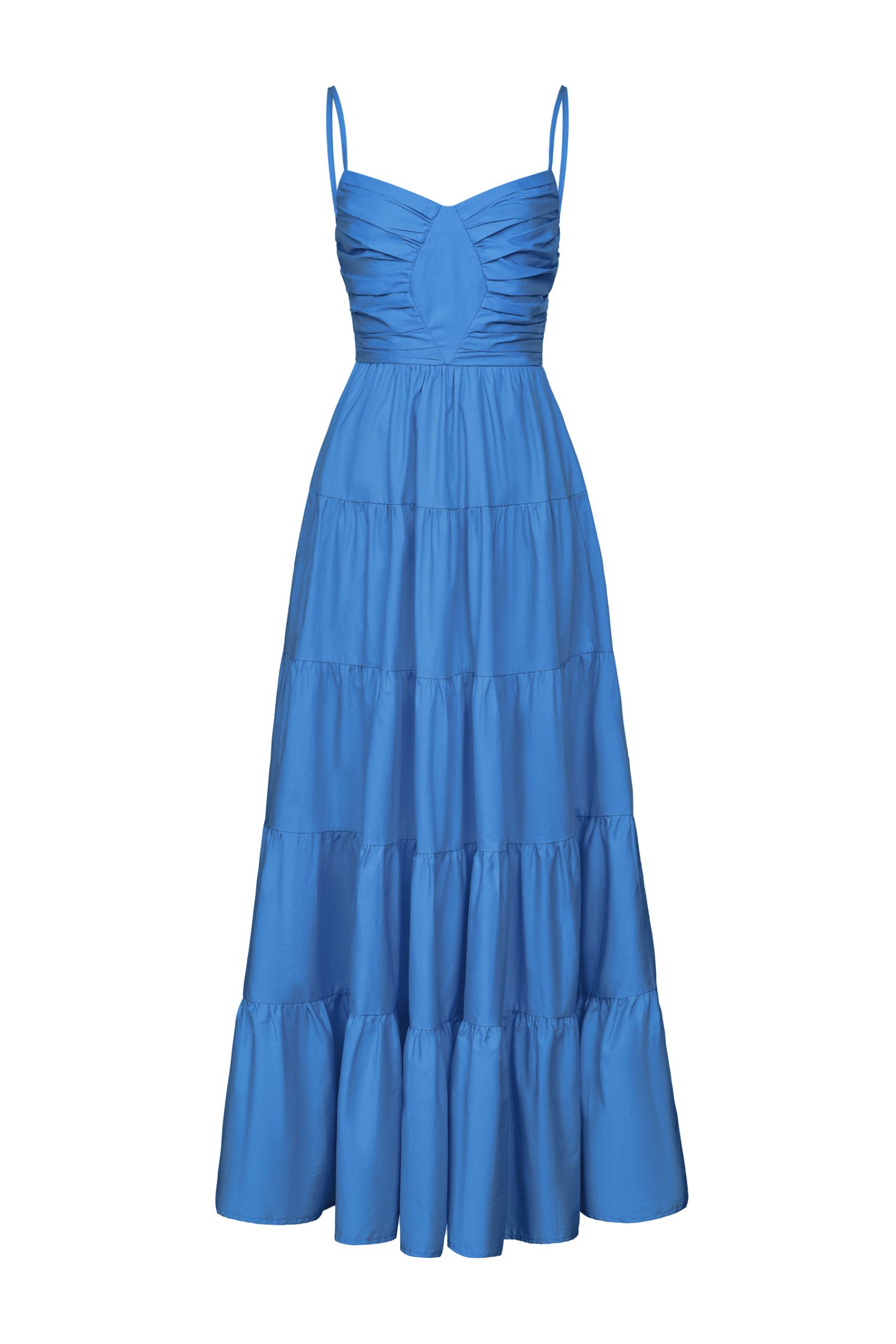 Ceres Diamond Pleated Maxi Dress in Sapphire Blue