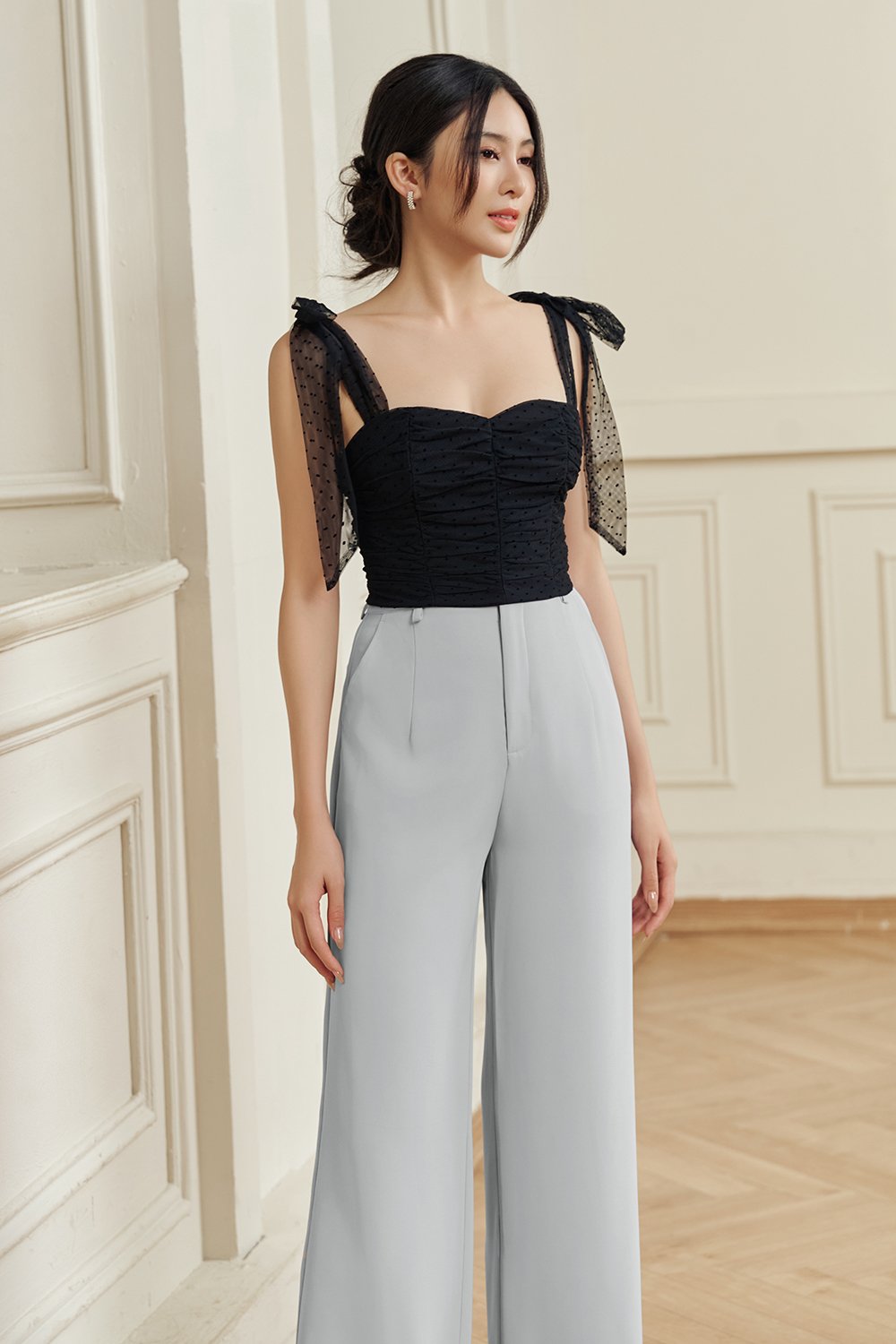Chass&eacute; Wide Leg High Waist Pant in Frost Grey