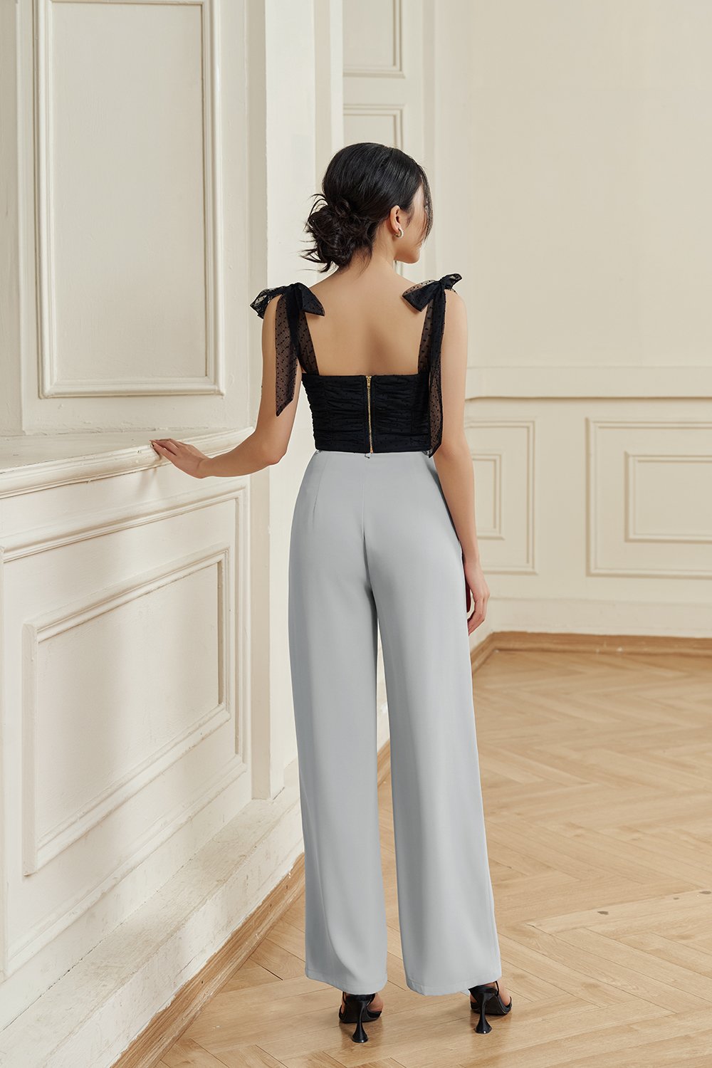 Chass&eacute; Wide Leg High Waist Pant in Frost Grey