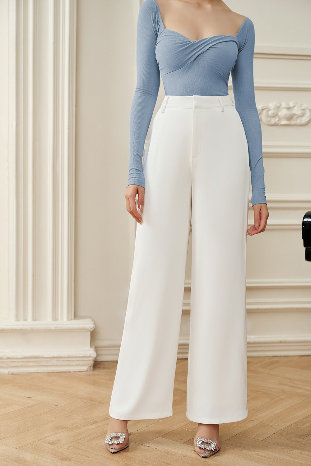 Chass&eacute; Wide Leg High Waist Pant in Iconic White