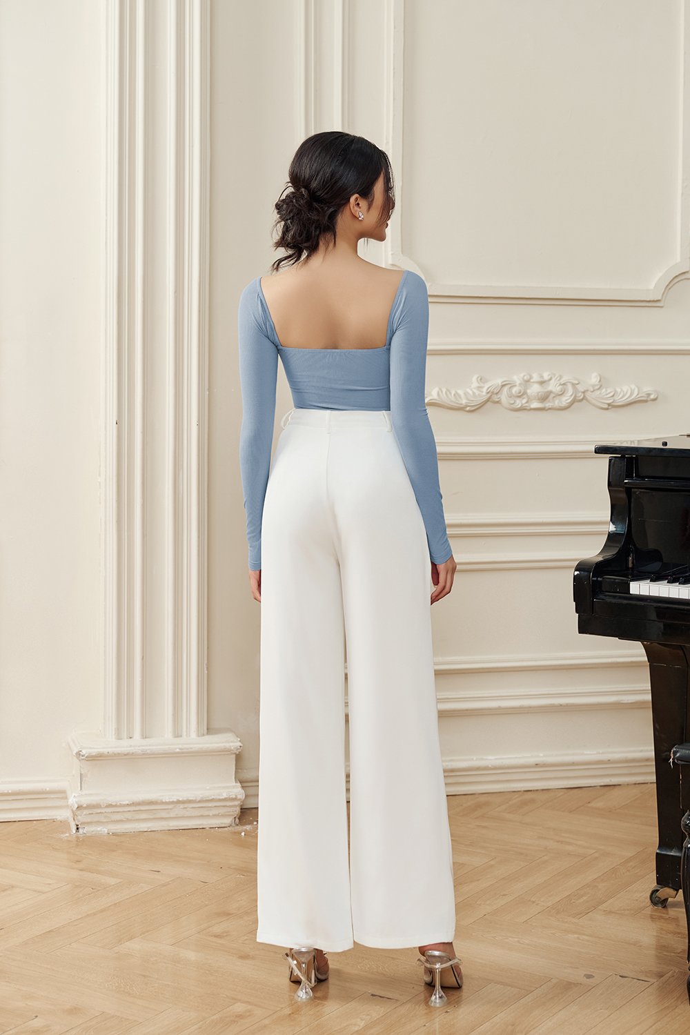 Chass&eacute; Wide Leg High Waist Pant in Iconic White