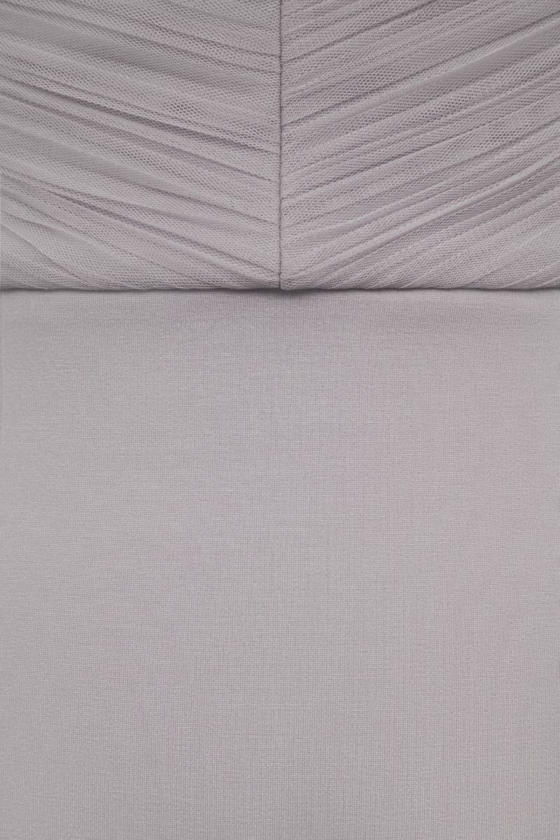 &Eacute;clair Pleated Tulle Bodice Ribbon Straps Pencil Dress in Dove Grey