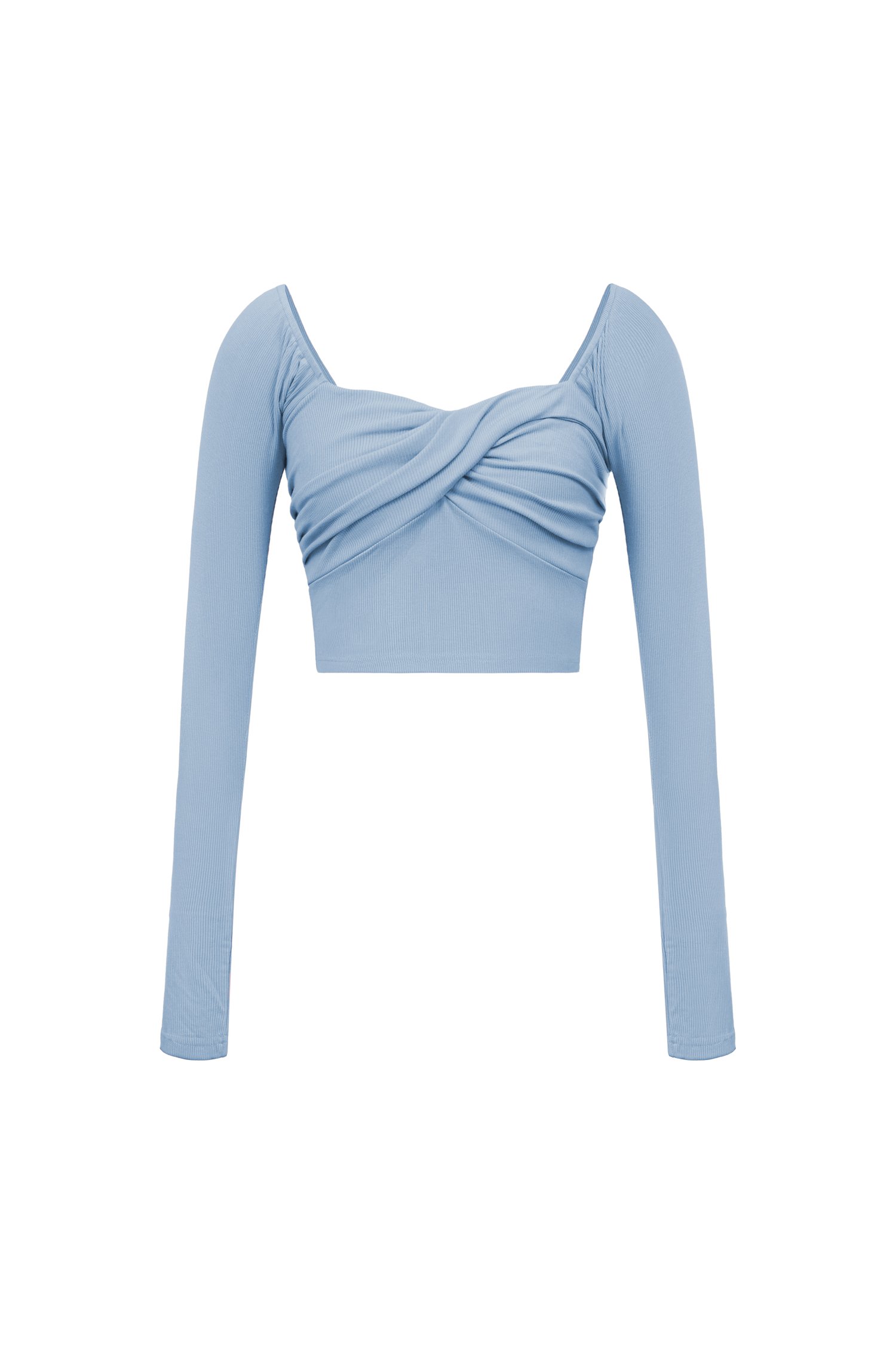 Elise&eacute; Twist Long Sleeves Top in Icy Mist